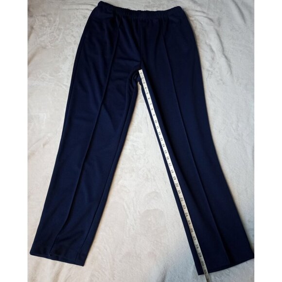 Blair Womens Pleated Straight Leg Pull On Pants Navy Blue Elastic Waist … - Picture 2 of 11